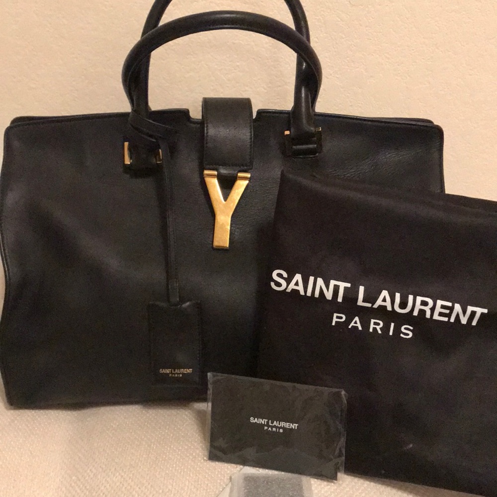 Authentic Saint Laurent black leather handbag
